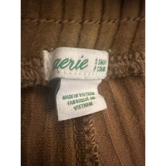Aerie Women's Small Short Groove On Rib Velour Flare Pant Corduroy Pull On Brown - Picture 5 of 6